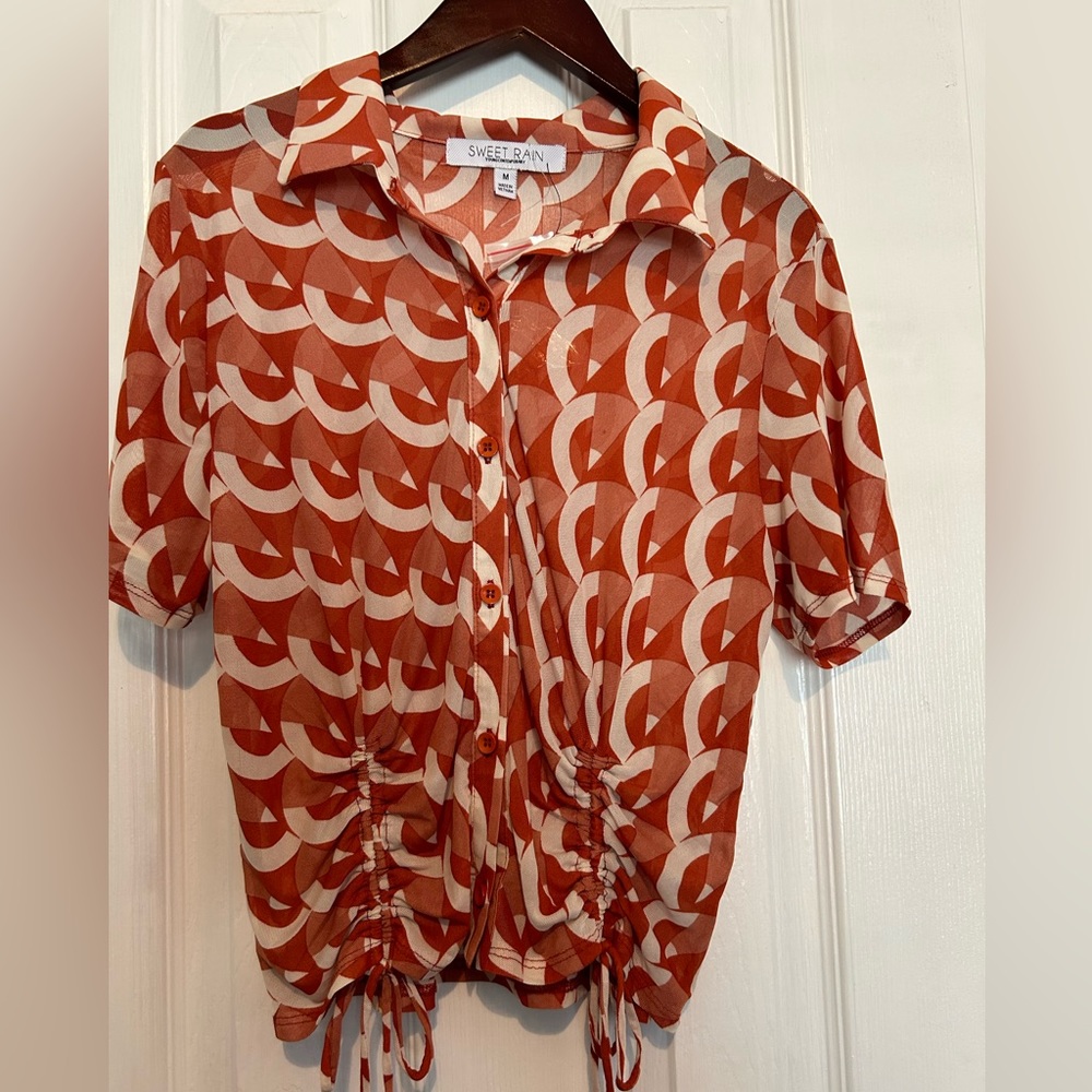 Sweet Rain Orange sheer blouse